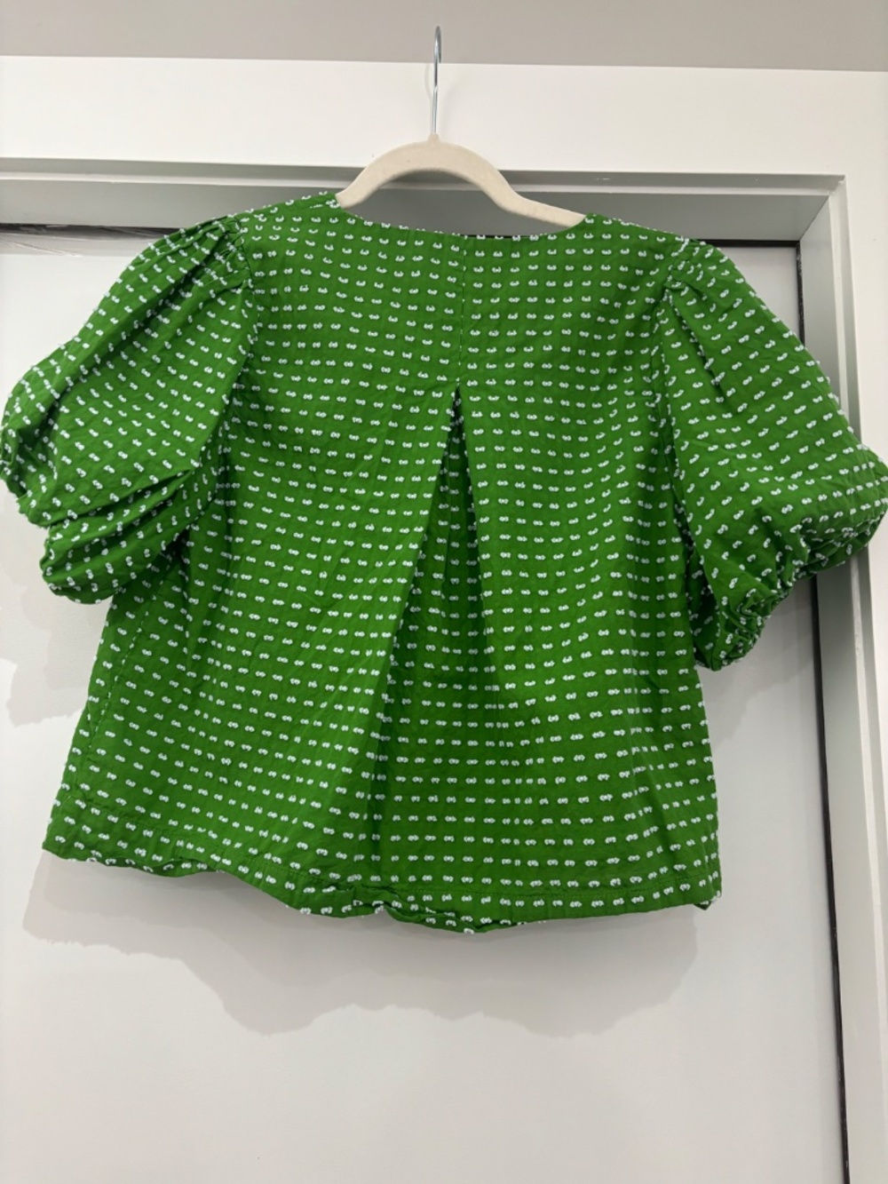 Kate Spade x Target Green Textured Dot Puff Sleeve Blouse Size S - Picture 4 of 5